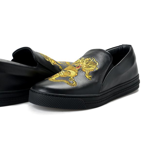 Versace Men\'s Black Embellished Leather Moccasins main image 6